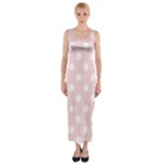Polka Dots - White on Pale Pink Fitted Maxi Dress