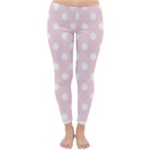 Polka Dots - White on Pale Pink Winter Leggings
