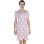 Polka Dots - White on Pale Pink Short Sleeve Nightdress
