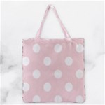 Polka Dots - White on Pale Pink Grocery Tote Bag