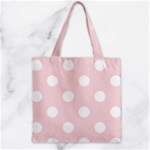 Polka Dots - White on Pale Pink Zipper Grocery Tote Bag