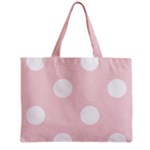Polka Dots - White on Pale Pink Zipper Mini Tote Bag
