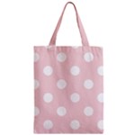 Polka Dots - White on Pale Pink Zipper Classic Tote Bag