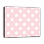 Polka Dots - White on Pale Pink Deluxe Canvas 20  x 16  (Stretched)