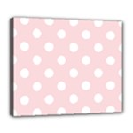Polka Dots - White on Pale Pink Deluxe Canvas 24  x 20  (Stretched)