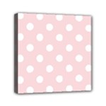 Polka Dots - White on Pale Pink Mini Canvas 6  x 6  (Stretched)
