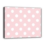 Polka Dots - White on Pale Pink Canvas 14  x 11  (Stretched)