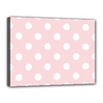 Polka Dots - White on Pale Pink Canvas 16  x 12  (Stretched)