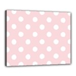Polka Dots - White on Pale Pink Canvas 20  x 16  (Stretched)
