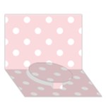 Polka Dots - White on Pale Pink Circle Bottom 3D Greeting Card (7x5)