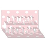 Polka Dots - White on Pale Pink Laugh Live Love 3D Greeting Card (8x4)
