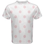 Polka Dots - Pale Pink on White Men s Cotton Tee