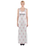 Polka Dots - Pale Pink on White Maxi Thigh Split Dress