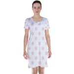 Polka Dots - Pale Pink on White Short Sleeve Nightdress