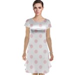Polka Dots - Pale Pink on White Cap Sleeve Nightdress