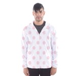Polka Dots - Pale Pink on White Hooded Wind Breaker (Men)