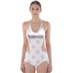 Polka Dots - Pale Pink on White Cut-Out One Piece Swimsuit