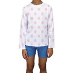 Polka Dots - Pale Pink on White Kid s Long Sleeve Swimwear