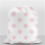 Polka Dots - Pale Pink on White Drawstring Bag (Small)