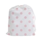 Polka Dots - Pale Pink on White Drawstring Pouch (XXl)