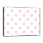 Polka Dots - Pale Pink on White Canvas 16  x 12  (Stretched)