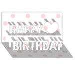 Polka Dots - Pale Pink on White Happy Birthday 3D Greeting Card (8x4)