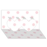 Polka Dots - Pale Pink on White Twin Hearts 3D Greeting Card (8x4)