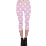 Polka Dots - White on Classic Rose Pink Capri Leggings