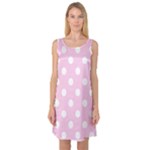 Polka Dots - White on Classic Rose Pink Sleeveless Satin Nightdress