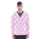 Polka Dots - White on Classic Rose Pink Hooded Wind Breaker (Men)