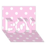 Polka Dots - White on Classic Rose Pink BOY 3D Greeting Card (7x5)