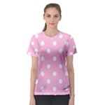 Polka Dots - White on Cotton Candy Pink Women s Sport Mesh Tee