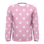Polka Dots - White on Cotton Candy Pink Men s Long Sleeve T-shirt