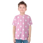 Polka Dots - White on Cotton Candy Pink Kid s Cotton Tee