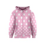 Polka Dots - White on Cotton Candy Pink Kid s Zipper Hoodie