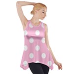 Polka Dots - White on Cotton Candy Pink Side Drop Tank Tunic