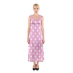Polka Dots - White on Cotton Candy Pink Full Print Maxi Dress