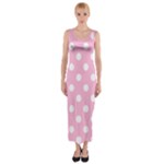 Polka Dots - White on Cotton Candy Pink Fitted Maxi Dress