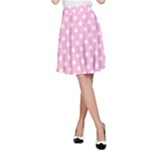 Polka Dots - White on Cotton Candy Pink A-Line Skirt
