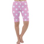 Polka Dots - White on Cotton Candy Pink Cropped Leggings