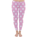 Polka Dots - White on Cotton Candy Pink Winter Leggings