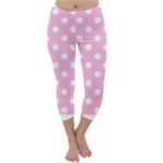Polka Dots - White on Cotton Candy Pink Capri Winter Leggings