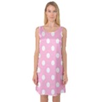 Polka Dots - White on Cotton Candy Pink Sleeveless Satin Nightdress