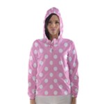 Polka Dots - White on Cotton Candy Pink Hooded Wind Breaker (Women)
