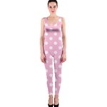 Polka Dots - White on Cotton Candy Pink OnePiece Catsuit