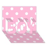Polka Dots - White on Cotton Candy Pink BOY 3D Greeting Card (7x5)