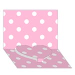 Polka Dots - White on Cotton Candy Pink Heart Bottom 3D Greeting Card (7x5)