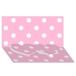 Polka Dots - White on Cotton Candy Pink Twin Heart Bottom 3D Greeting Card (8x4)