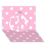 Polka Dots - White on Cotton Candy Pink Peace Sign 3D Greeting Card (7x5)