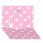 Polka Dots - White on Cotton Candy Pink Circle 3D Greeting Card (7x5)